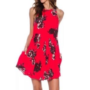 Free People Flutter By Red Skater Dress